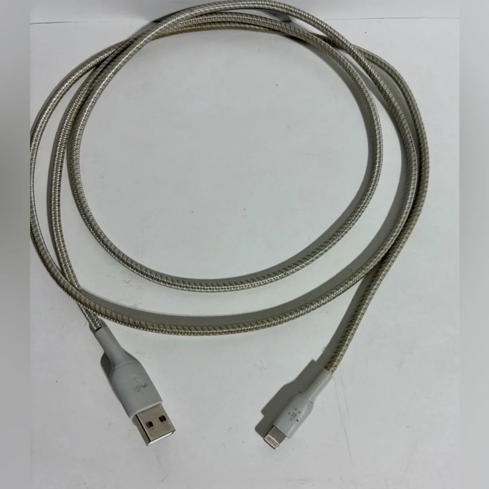 USB-A 8 Pin USB Phone Charger Charging 10 ft Cable Sync Cord iPhone iPad Gray
